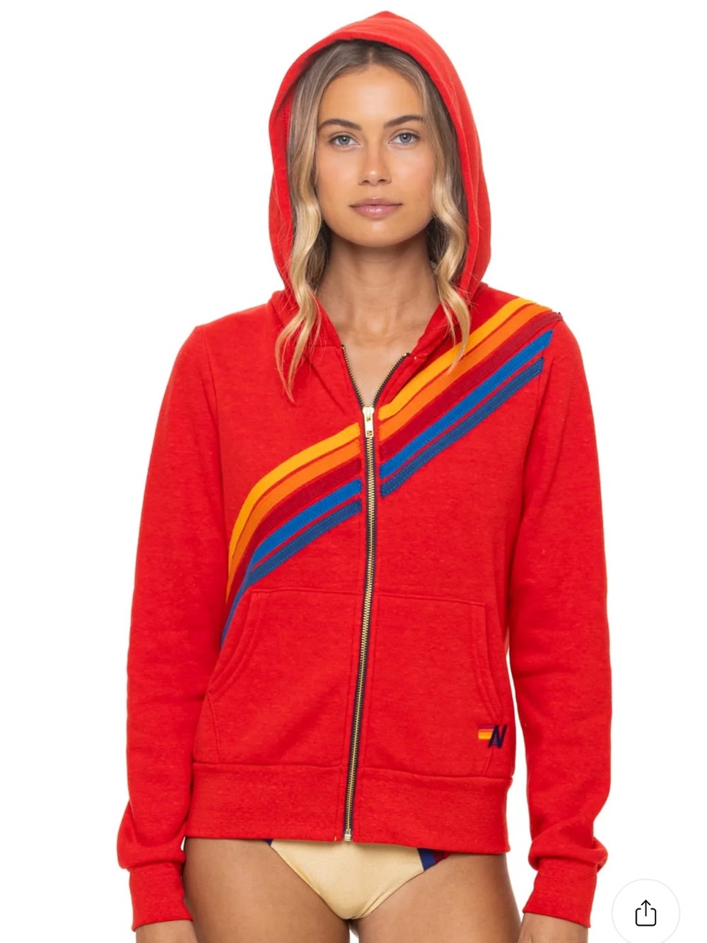 AVIATOR NATION DISCO ZIP HOODIE - RED